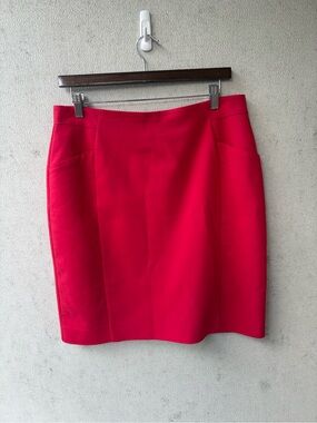 H&M Size 12 Electric Coral Red Tailored Pencil Skirt